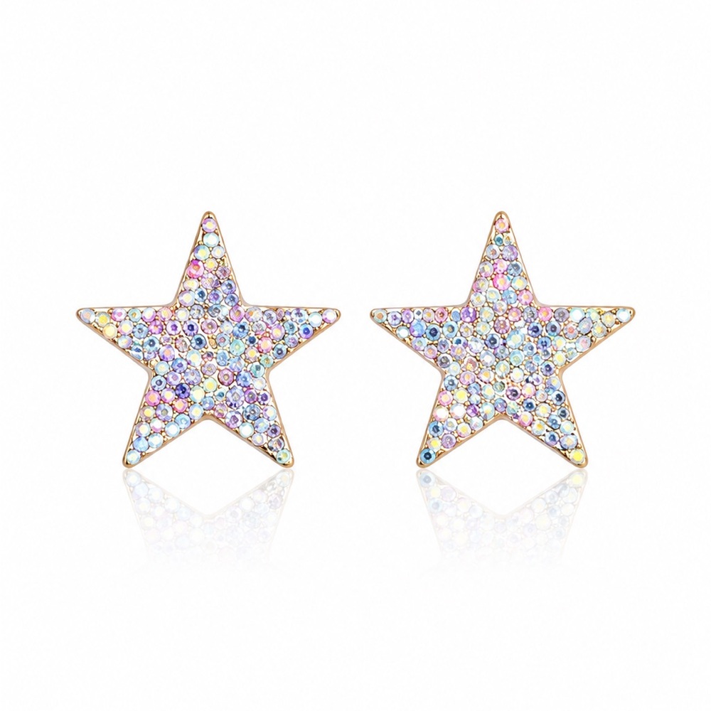 Sparkling Star Stud Earrings - Iridescent Glitter
